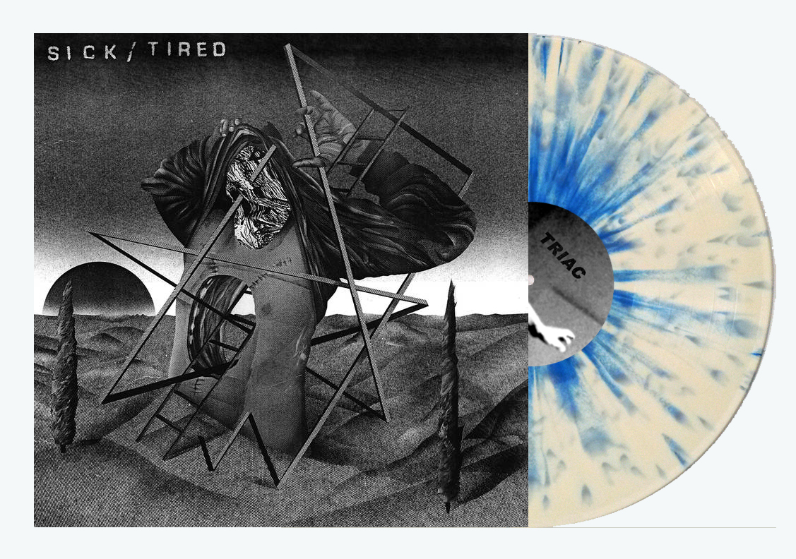 Triac / Sick/Tired - split LP (white/blue splatter) - Click Image to Close