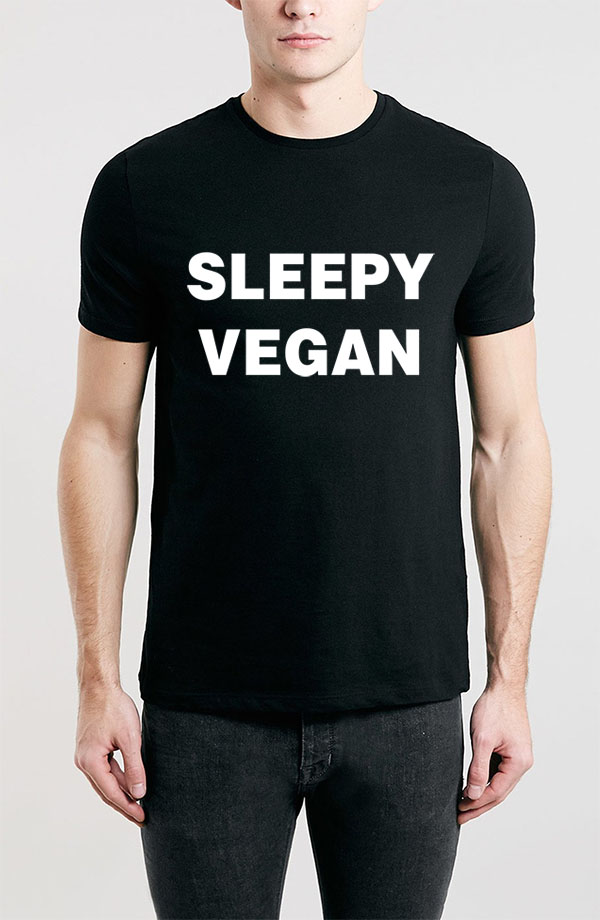 Sleepy Vegan - Text Shirt Adult Medium - Click Image to Close