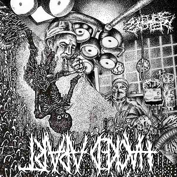 (image for) Hacked Apart / Sulfuric Cautery - Split 7" (black vinyl) [PRE-ORDER]