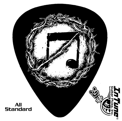 To Live A Lie - Anti-Music Note Guitar Picks (Camo with White) - Click Image to Close