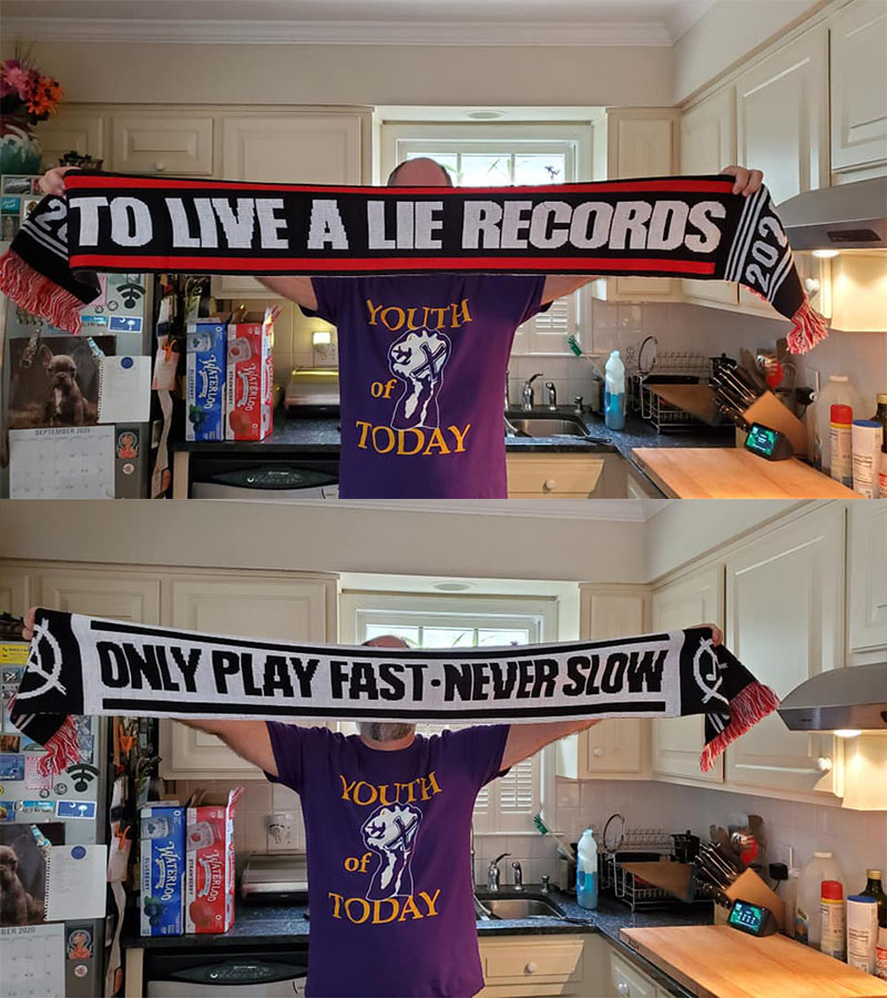 To Live A Lie Records - Never Play Slow Only Fast 2020 scarf - Click Image to Close