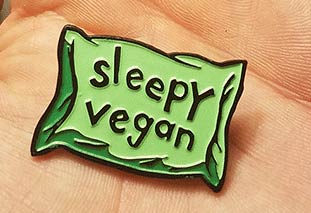 (image for) Sleepy Vegan - Green Enamel Pin