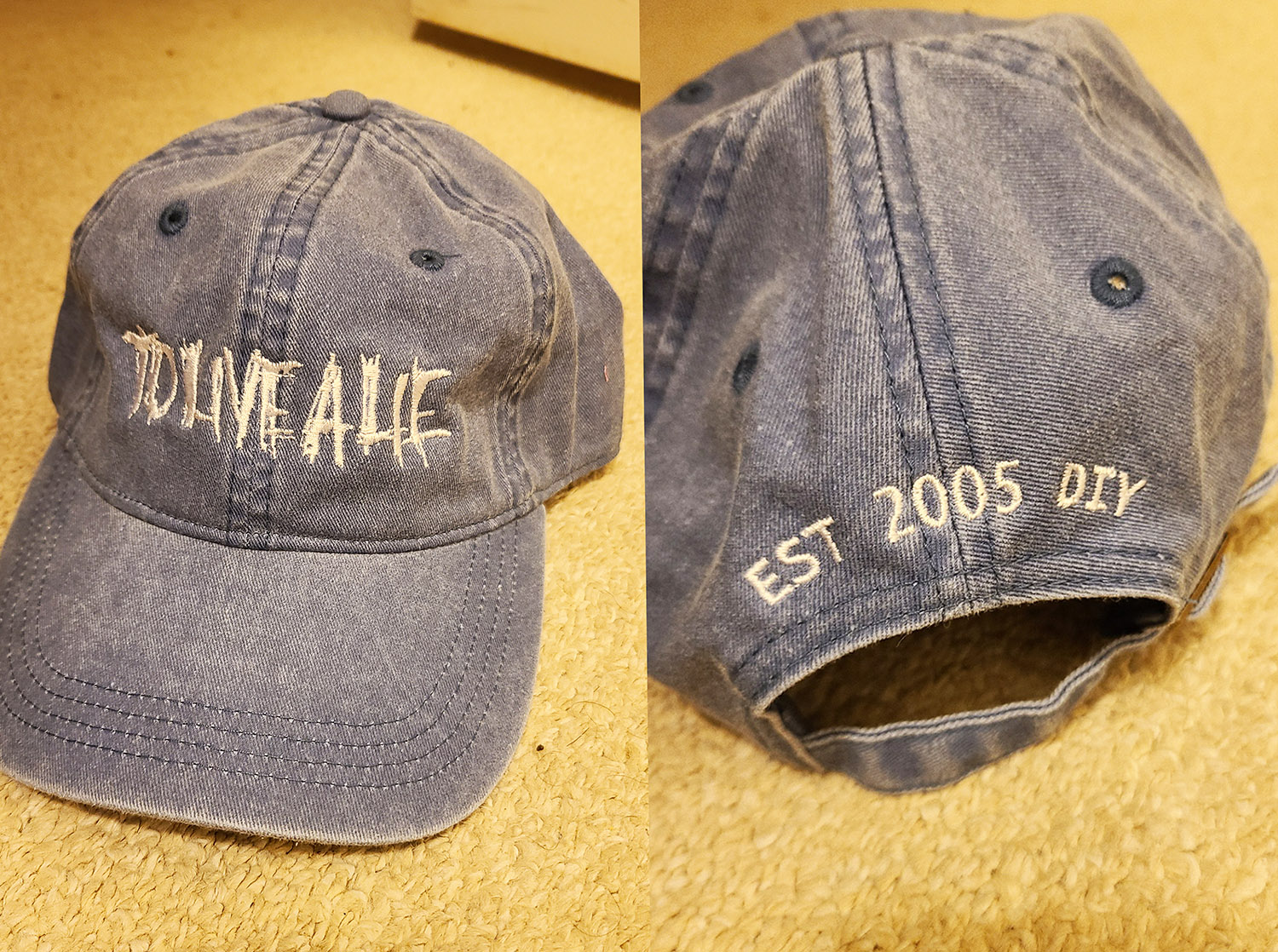 To Live A Lie - Since 2005 DIY Adjustable Dad Hats (denim)